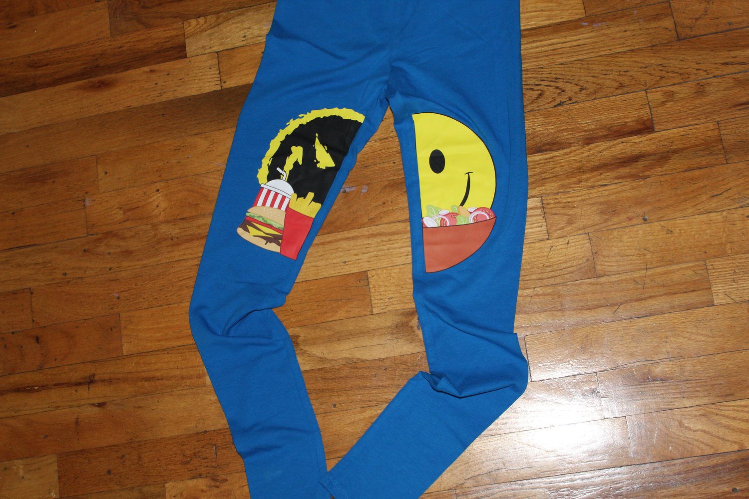 Image of Blue "Eat Clean🥗/Cheat Sneaky🍟" Leggings