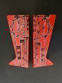 Image 1 of Push-Pull Door Handles in Red Enamel, attr Siva Poggibonsi, Italy