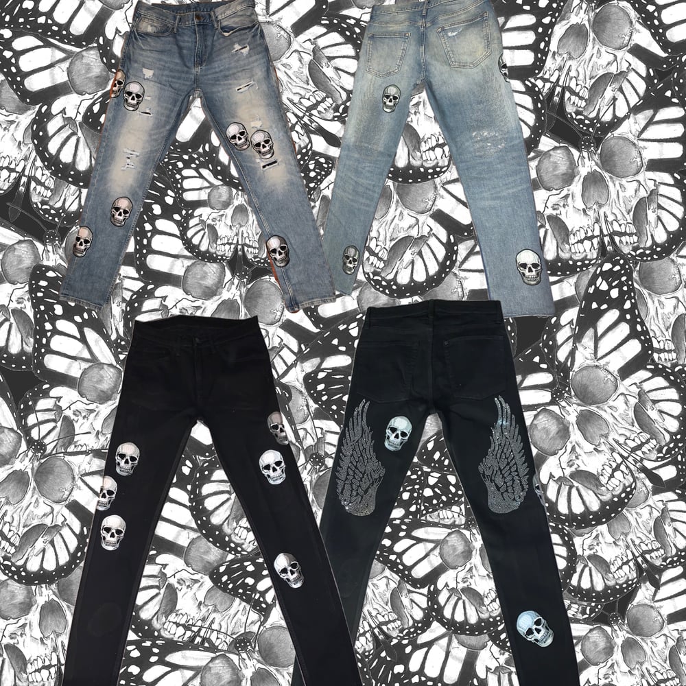 Flying skull denim 