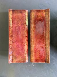 Image 1 of Italian Enamel Door Handles in Pink Burnt-Orange & Gold Tones
