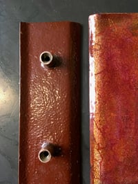 Image 4 of Italian Enamel Door Handles in Pink Burnt-Orange & Gold Tones