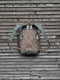 Image 3 of College backpack in waxed canvas / waterproof rucksack with roll up top and double closure COLLECTIO