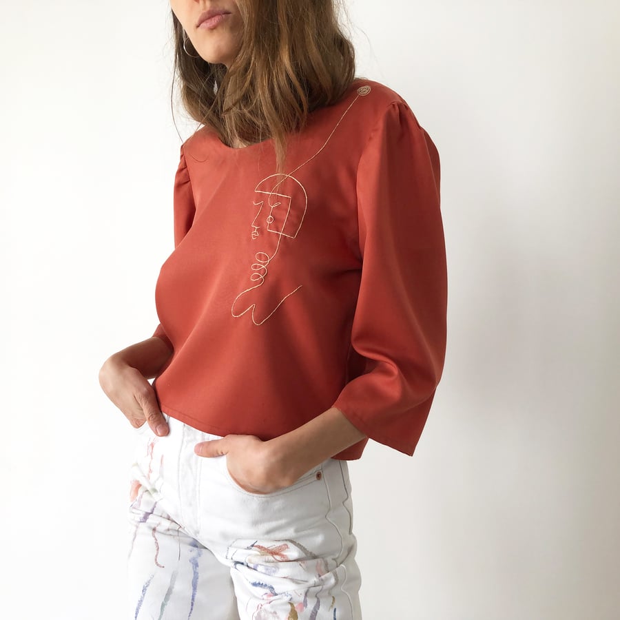 Image of Pre-order: Margareth shirt in terracotta 100%organic tencel, handmade in Berlin