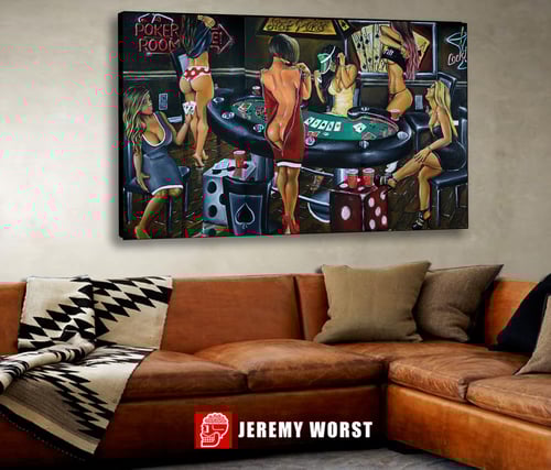 Image of Strip Poker Full by Jeremy Worst #poker #sexy #mancave #gameroom #wallart