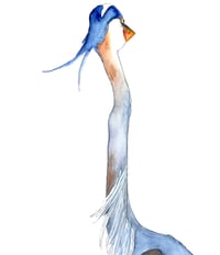 Image 2 of Heron at the river,  Original bird art watercolor 