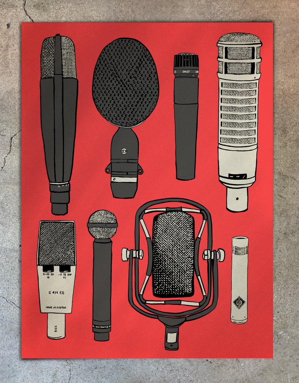 Blemished Prints Available! Drum Mic Locker Screen Print 