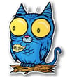 Blue Meowl Print On Wood