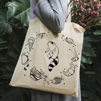 Image 1 of Foodie raccoon tote bag