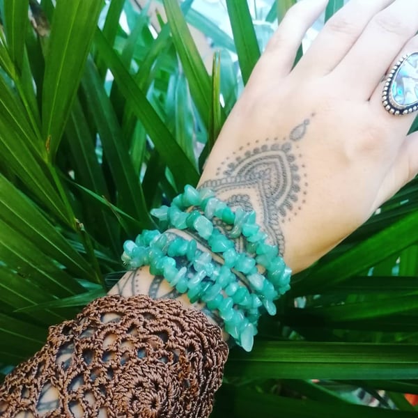 Image of Green adventurine chipstone braclet 