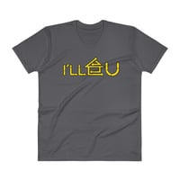Image 3 of Men's I'll House U Vneck Tee - available  in black, dark grey, green, & white