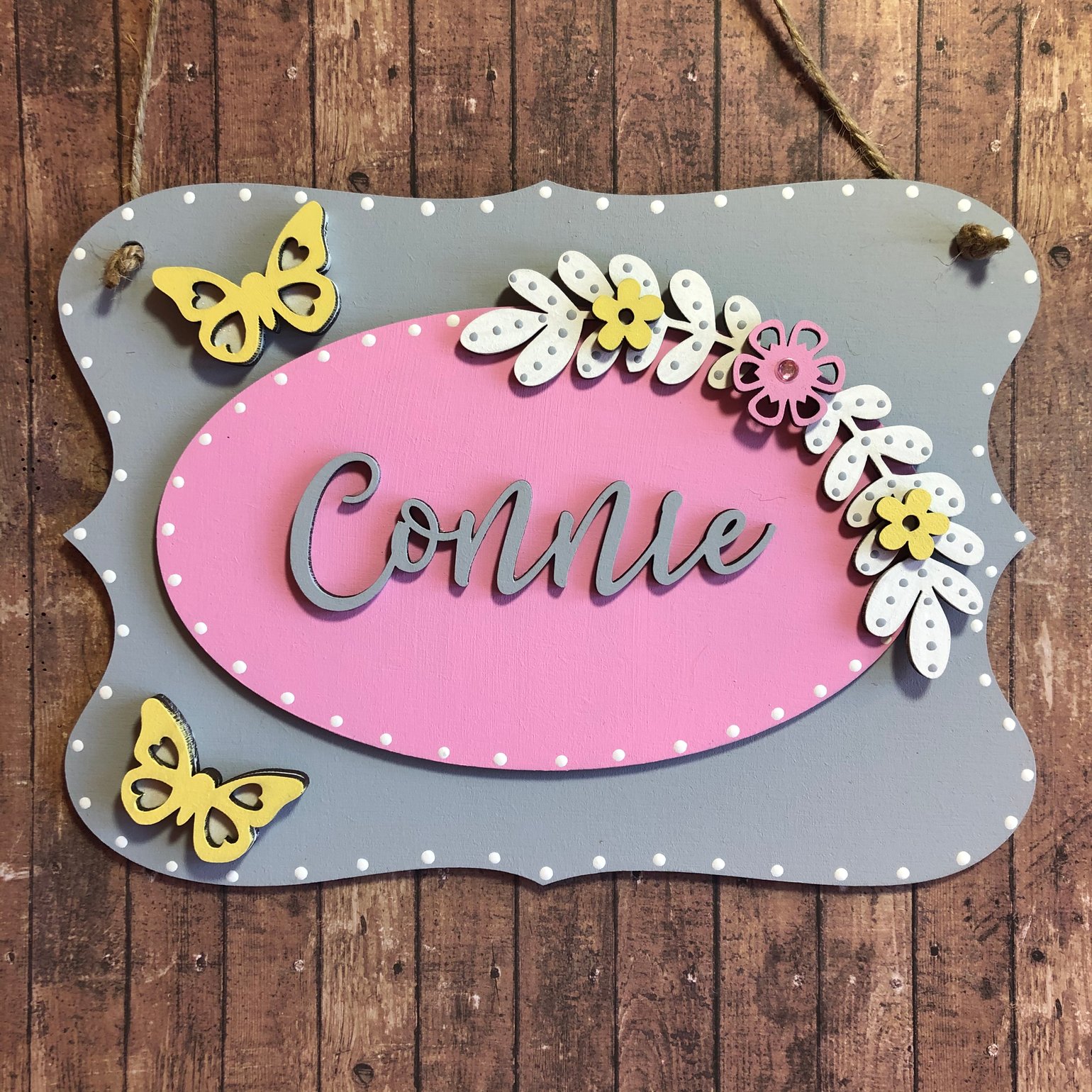 Image of Floral Butterfly Room Plaque