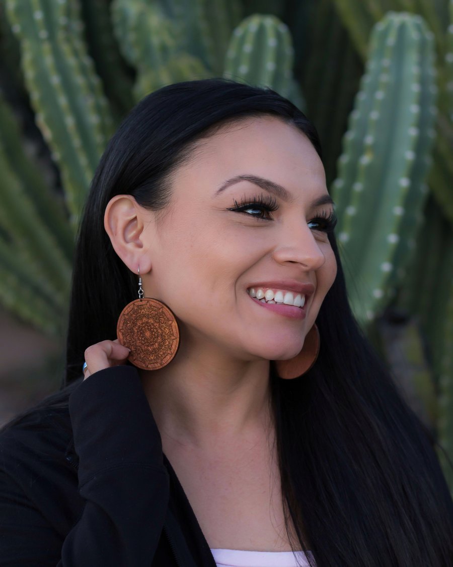 Image of Wooden Mandala Earrings