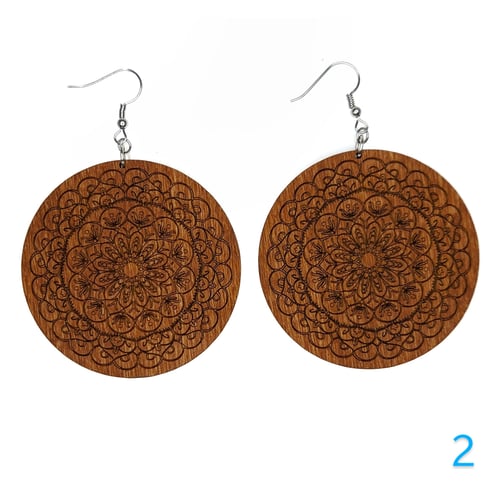 Image of Wooden Mandala Earrings