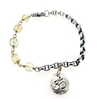 Image 1 of prehnite and sterling silver bracelet . om charm bracelet