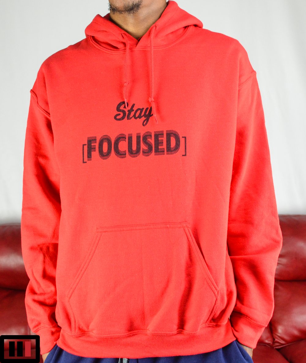 Image of Stay [Focused] Red Hoodie ( black, white )