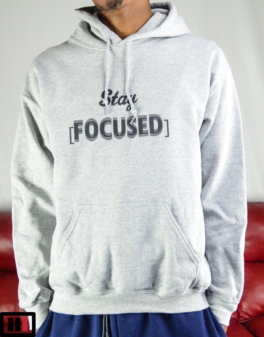 Image of Stay [Focused] Sports grey Hoodie ( black, white )