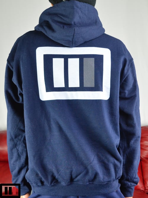 Image of Stay [Focused] Navy Blue Hoodie ( white, grey )