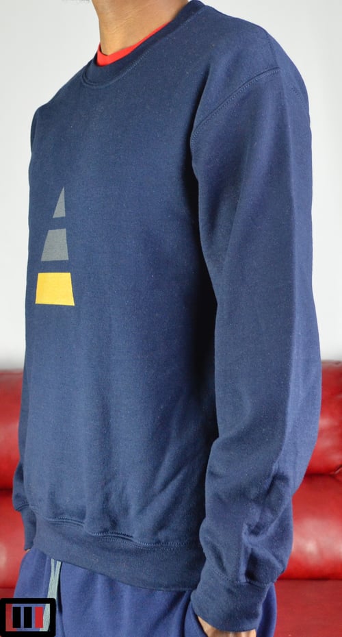 Image of Follow the Leader Navy Blue Sweatshirt (grey, gold)