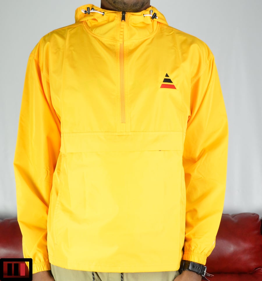 Image of "Tri" Yellow Embroidered Champion Packable Jacket ( black, red )