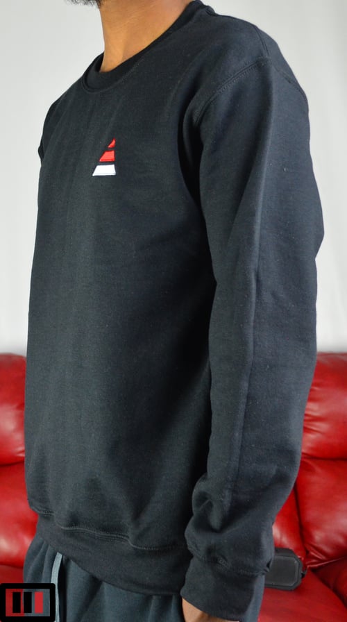 Image of "Tri" Embroidered Black sweatshirt ( red, silver )