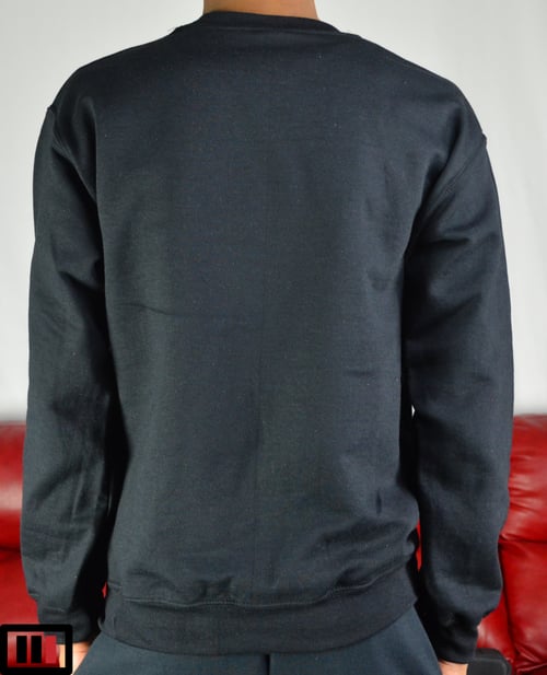 Image of "Tri" Embroidered Black sweatshirt ( red, silver )