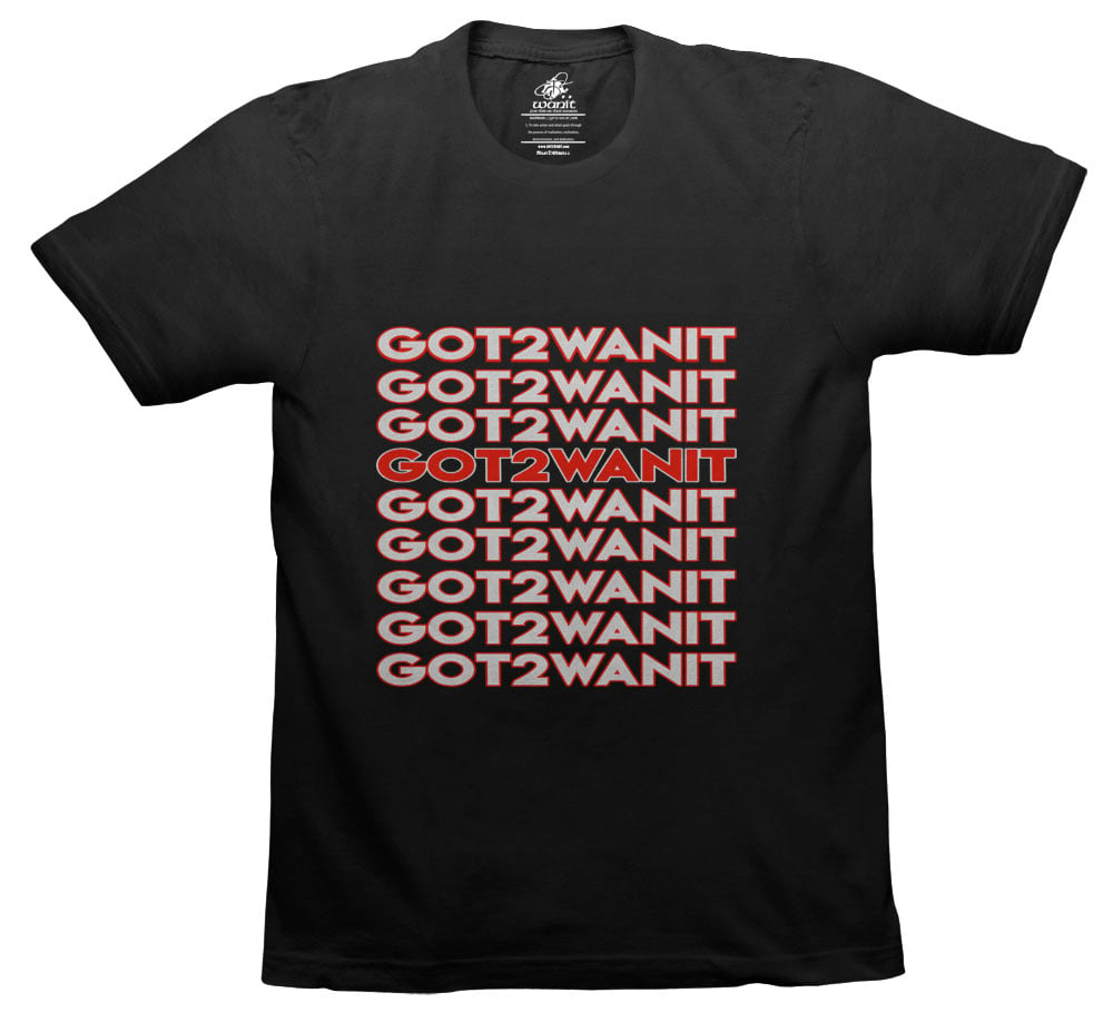 Image of GOT2WANIT Repeat White Red on Black
