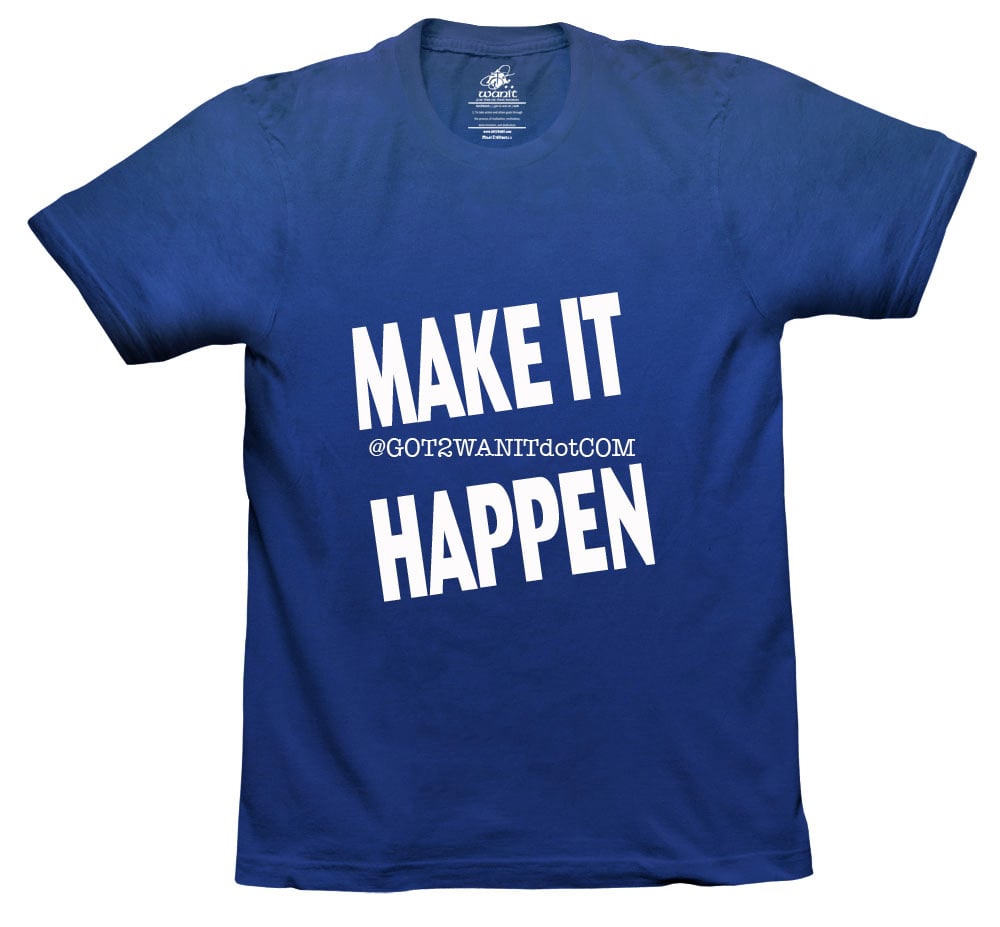 Image of MAKE IT HAPPEN White on Royal Blue