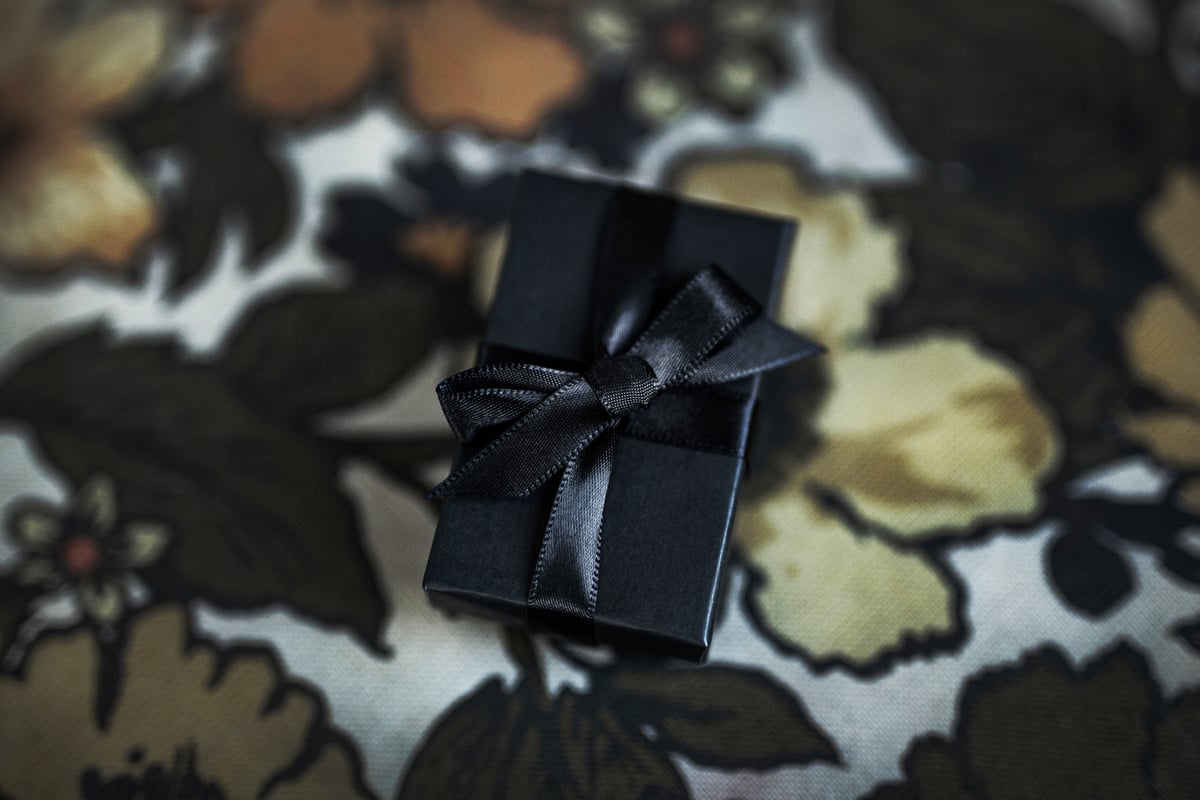 PRE-ORDER: Black 2-Root Molar Necklace on Gunmetal Chain