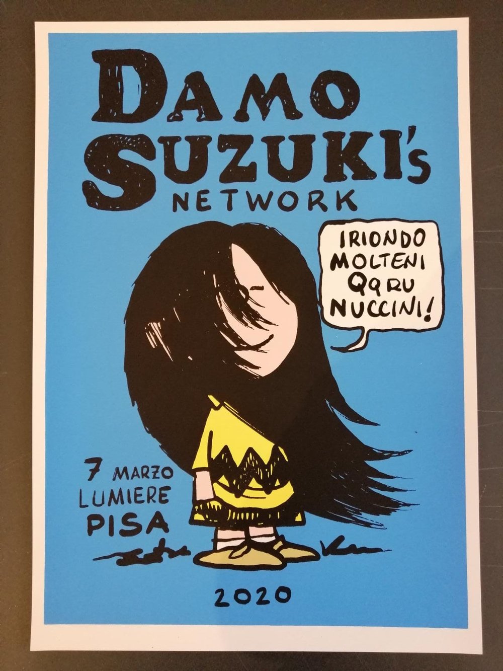 Serigrafia del Damo Suzuki's Network disegnata e firmata Davide Toffolo