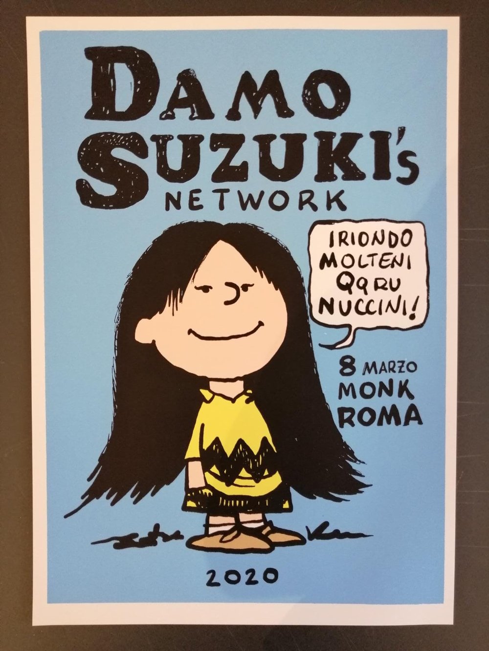Serigrafia del Damo Suzuki's Network disegnata e firmata Davide Toffolo