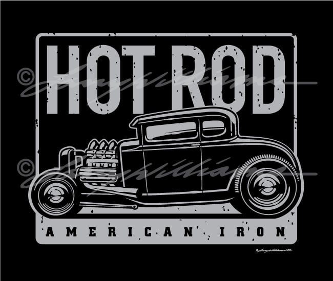 Image of "Hot Rod-American Iron" T-shirt: L-XXXL 