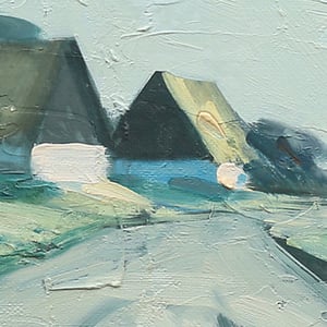 Image of Mid Century Swedish Painting, 'Homestead,' BENGT HILLGRUND