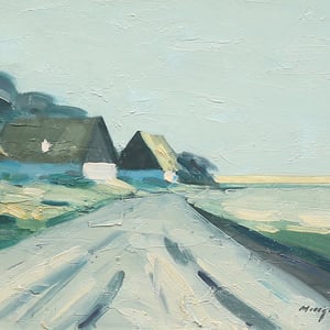 Image of Mid Century Swedish Painting, 'Homestead,' BENGT HILLGRUND