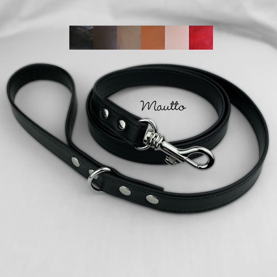 Image of Leather Dog Leash for Medium to Large Size Pet - 6 Leather Colors - 4 Lengths (Short to Extra Long)