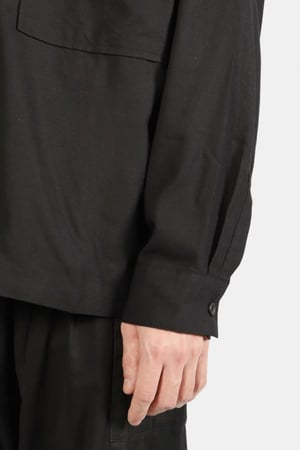 Image of IMMENSE - 麻質雙口袋短版襯衫 (黑) 