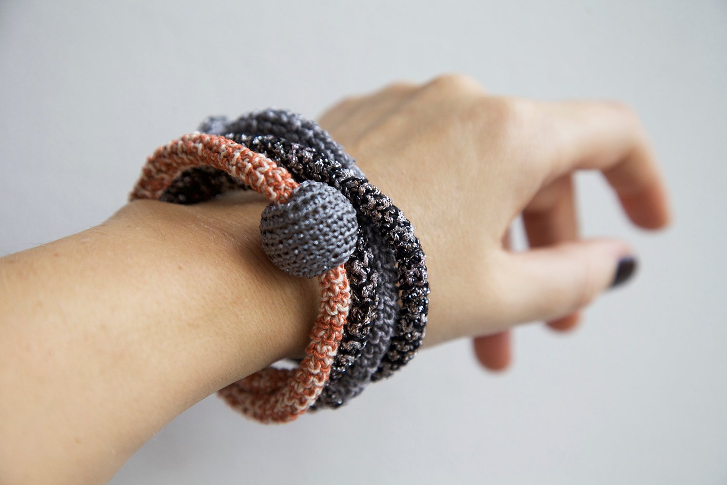 Image of Coal and Terracotta Snake necklace