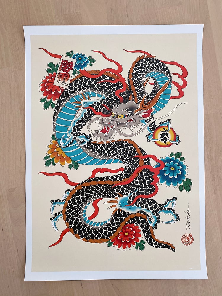 Image of Dragon with flowers