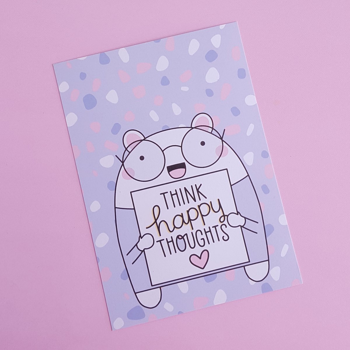 Think Happy Thoughts : Illustrated Postcard