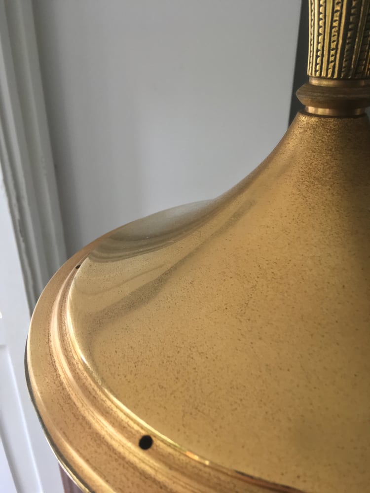 Image of Mid-Century Lantern with Semi-Frosted Glass and Gilt Details by Lumi, Italy