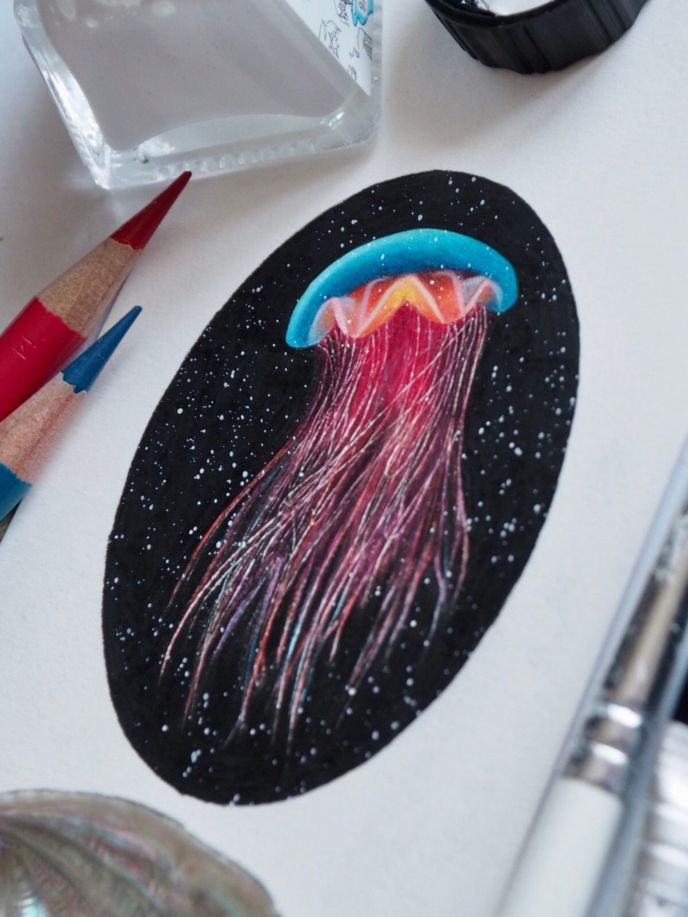 Image of Original Framed Artwork Miniature Lion’s Mane Jellyfish 