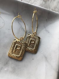 Image 1 of Gold Letter Hoops