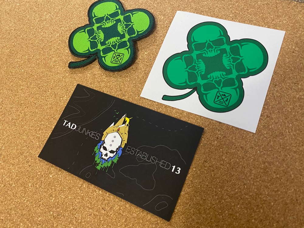 Image of V13 Official St. Patrick's Day SkullClover Patch/Sticker Set 