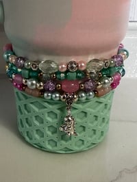 Image 11 of Warm Serene Brushstrokes Dinosaur Tumbler Accessory Set | Bow, Straw Bauble & Bracelets