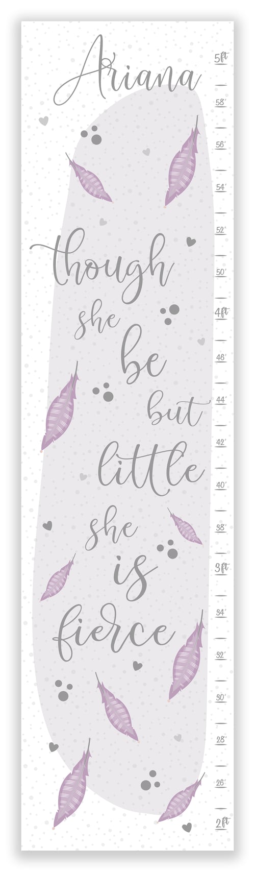 Image of Though She Be But Little Feathers Personalized Canvas Growth Chart