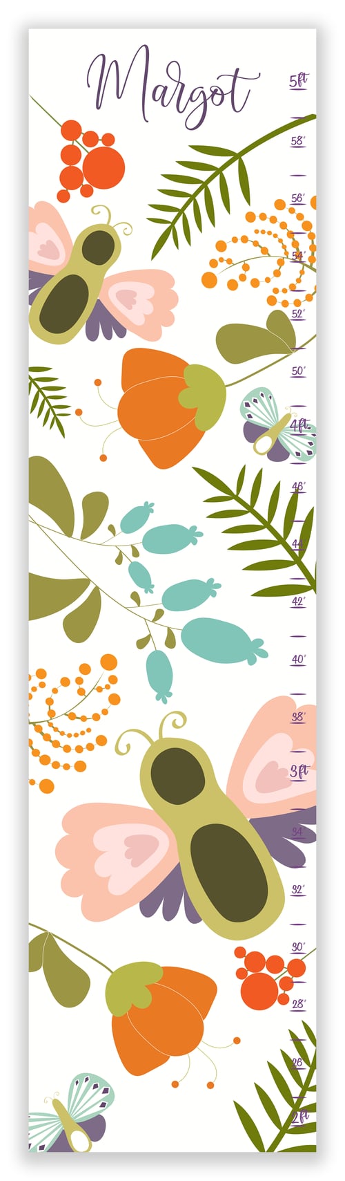 Image of Garden Bugs Personalized Canvas Growth Chart