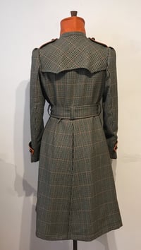 Image 4 of Check and leather military trench coat