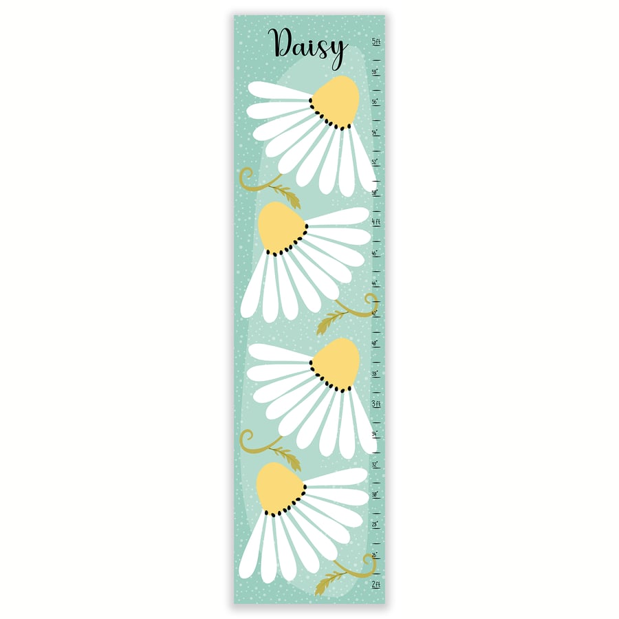 Image of Spring Daisy Personalized Canvas Growth Chart
