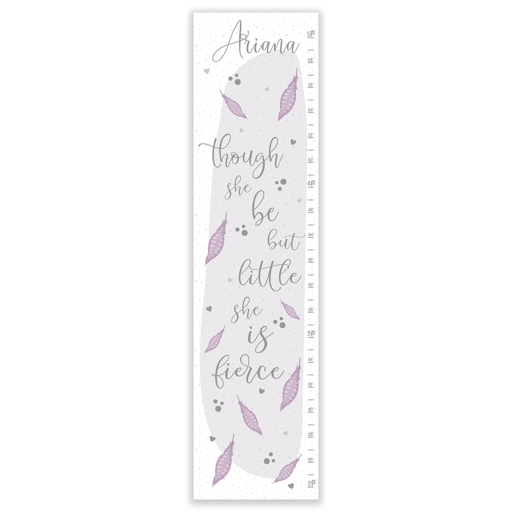 Image of Though She Be But Little Feathers Personalized Canvas Growth Chart