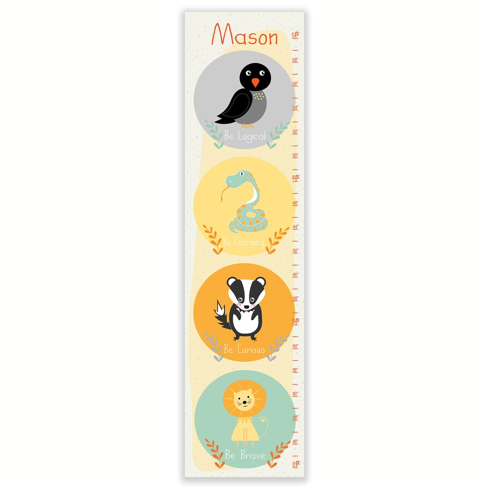Image of Harry Potter Inspired Animals Personalized Canvas Growth Chart