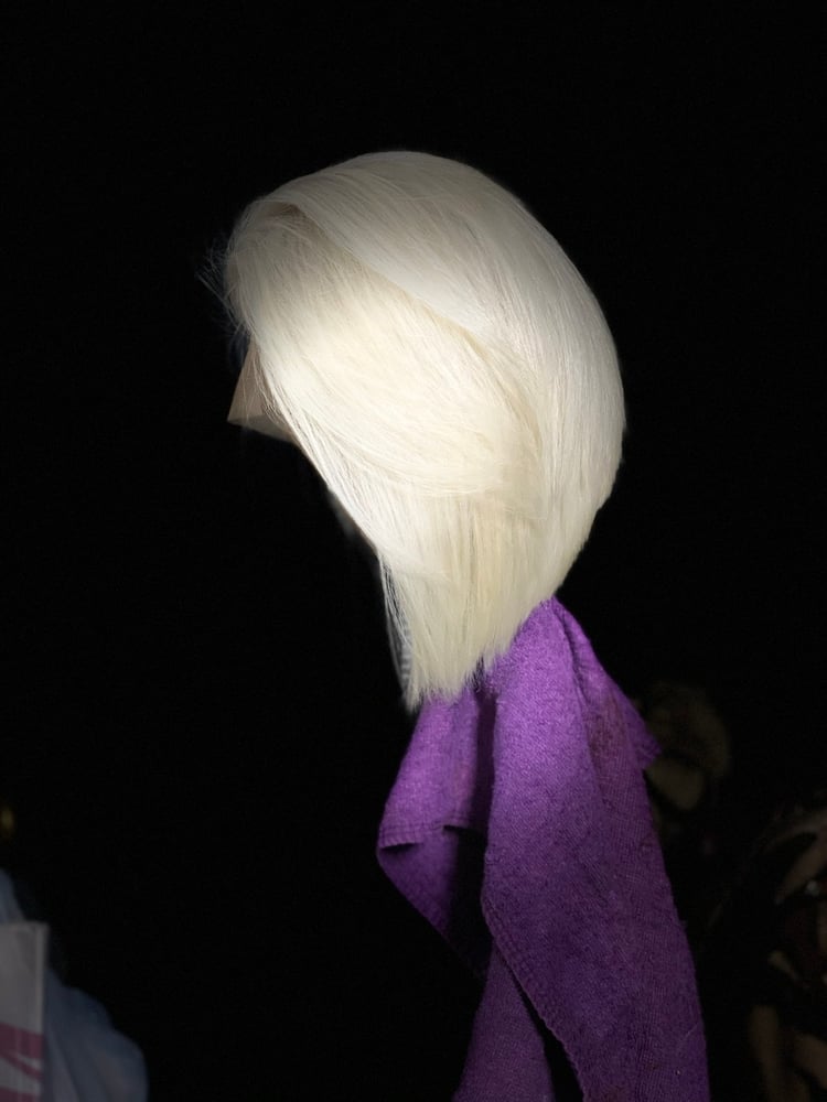 Image of Ice blonde  bob  pre made unit 